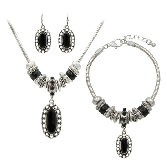 Canyon Sky Black Onyx Charm Necklace, Bracelet and Earrings Set