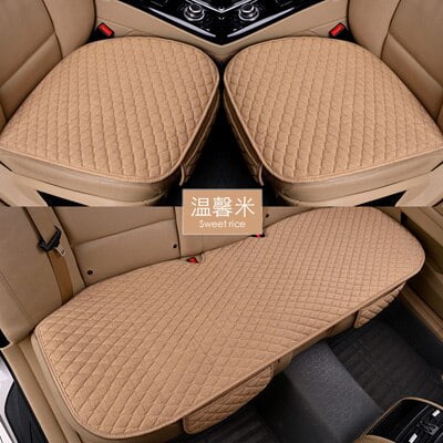 Funda de asiento de coche de lino, cojín de tela de lino delantero y trasero, alfombrilla protectora transpirable de verano, accesorios universales para vehículos Tan Jianjun unisex