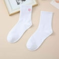 thumbnail image 2 of Bibifish Womens Socks Soft Mid Socks White Socks With Cute Heart Shaped Printed Breathable Cozy Slip Mid Calf Socks For Ladies Girls, 2 of 4