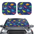 thumbnail image 2 of Naloa Dinosaurs Adventure With Palms And Tropical Leaves 2 Piece Foldable Car Sun Shades, Car Windshield Sunshade, Front Window Sunshade for Car, Truck, SUV - Large, 2 of 7