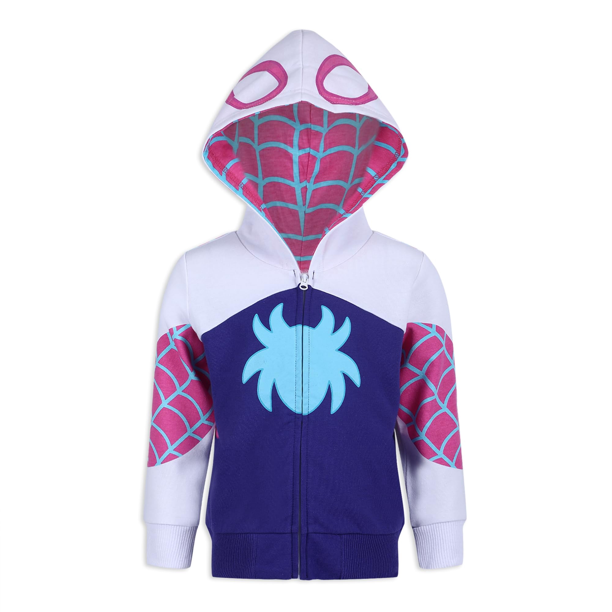 Marvel Spider-Gwen Ghost Spider Zip Up Hooded Sweatshirt and Pants Set (Girls), 2 Piece Set, Sizes 2T-7