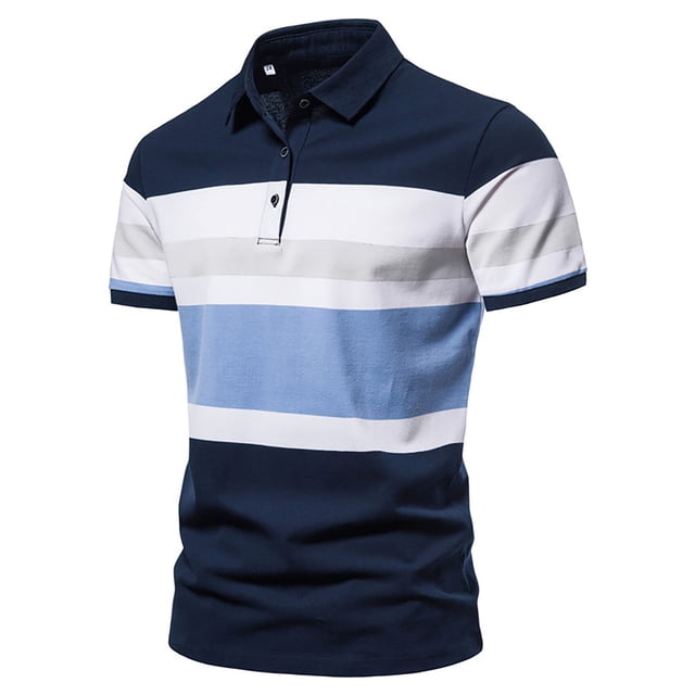 Aqestyerly Chemise à Rayures pour Homme à Boutons, Manches Courtes, Col Rabattu, Blouse d'Été Décontractée HWRETIE