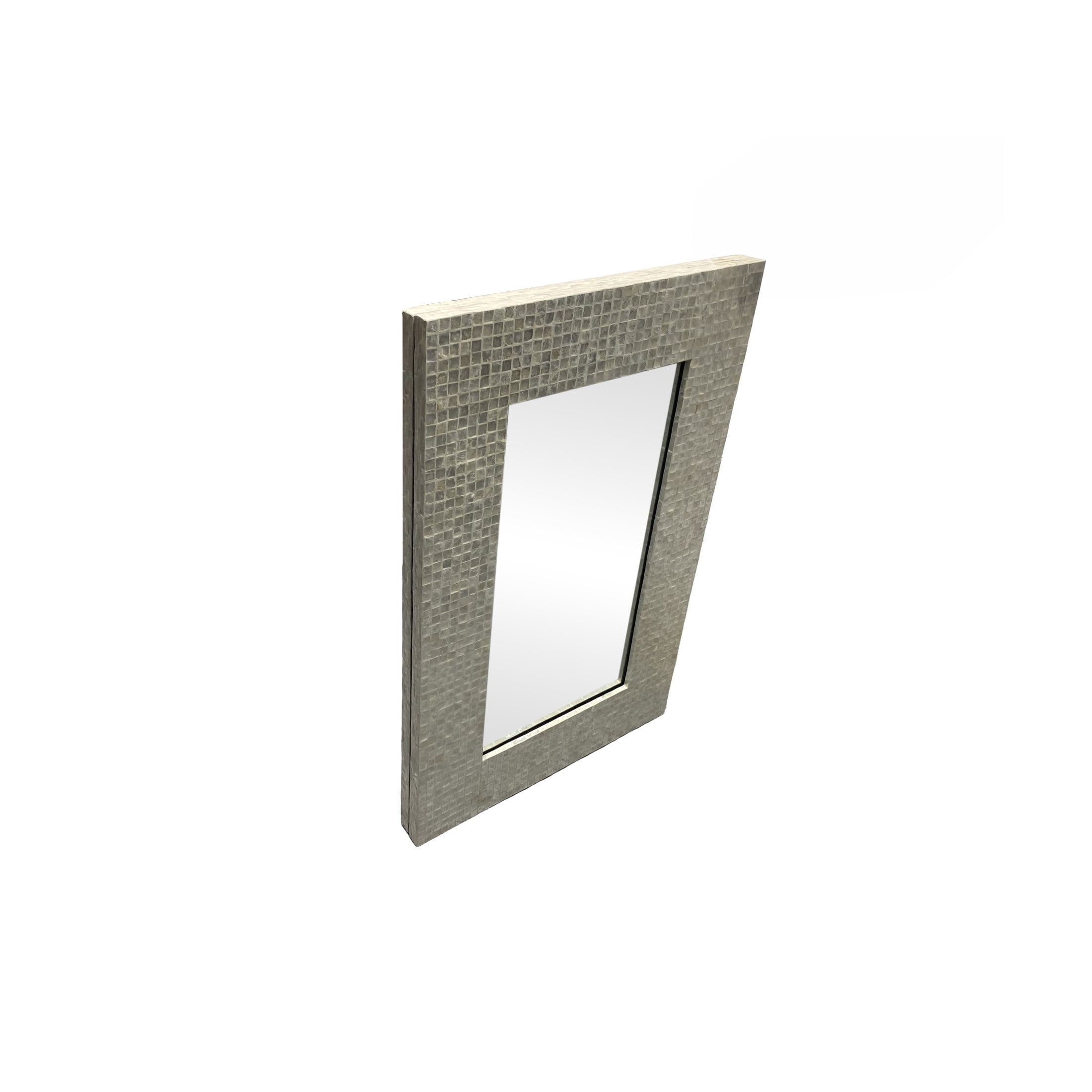 DecMode 24" x 36" Cream Handmade Mosaic Wall Mirror