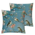 thumbnail image 2 of COMIO Navy Blue Chinoiserie Pillow Cover Spring Summer Floral Decorative Outdoor Throw Pillow Covers Vintage Flower Bird Pillowcase Cushion Cover for Sofa Couch Home Bedroom,2 pcs White, 2 of 6