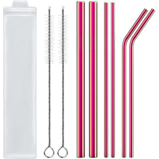 HXAZGSJA 10pcs Reusable Drinking Straws Silicone Extra Long Regular Size  with 2 Brushes 