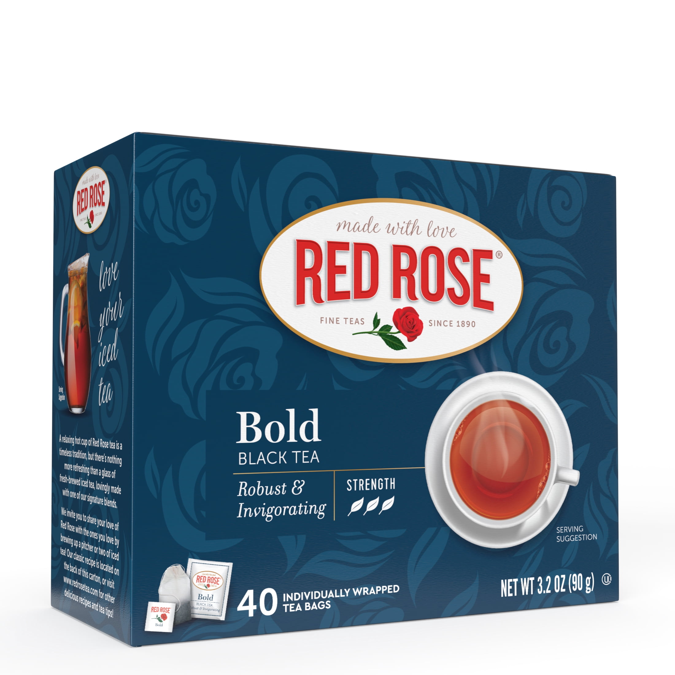Red Rose Bold Black Tea Specially Blended Strong Black Tea with 40 Individually Wrapped Tea Bags Per Box (Pack of 6) Contains Caffeine Brew Hot/Cold Original Black Tea
