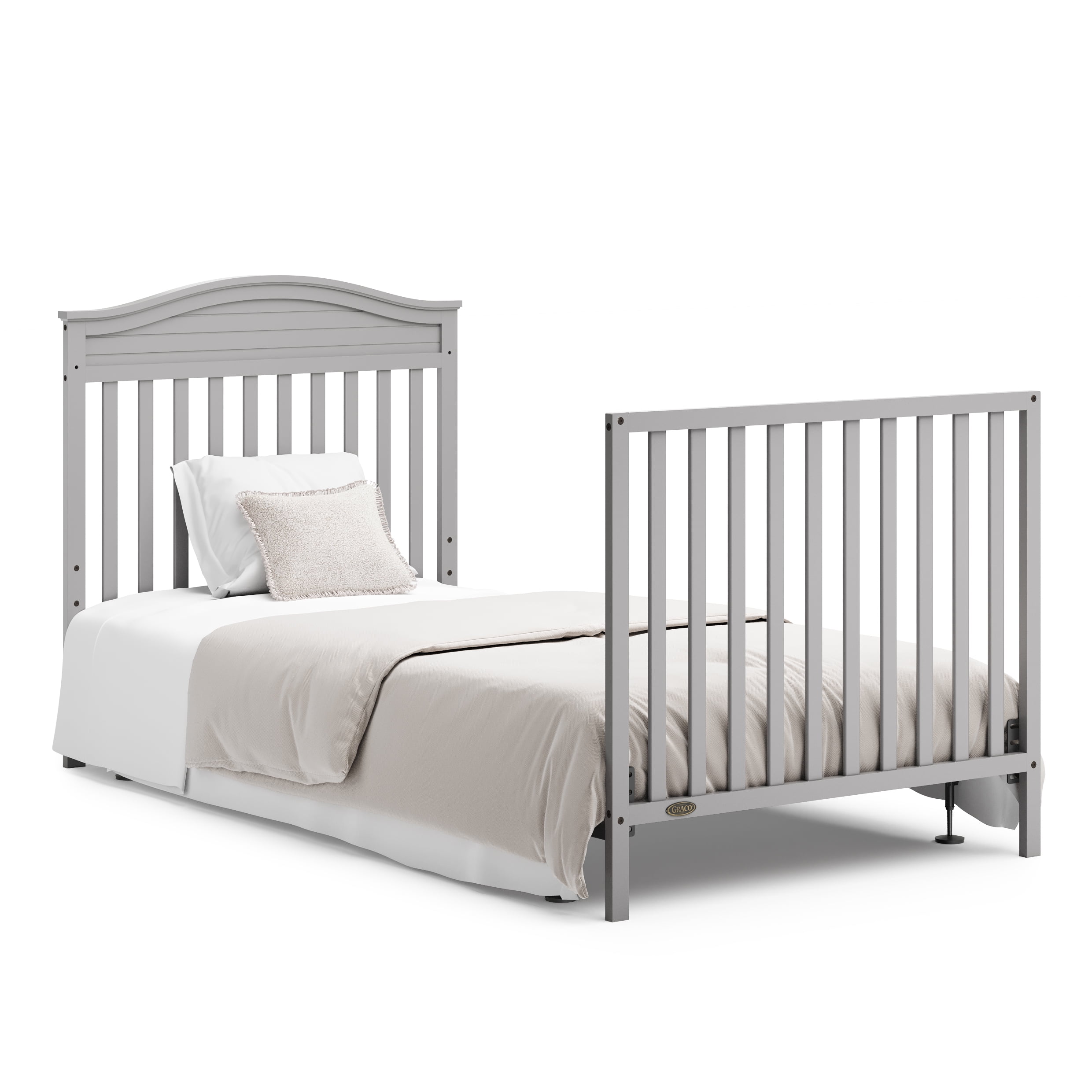 Graco Stella 4-in-1 Convertible Baby Mini Crib with Mattress, Pebble Gray