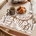 thumbnail image 3 of Palm Tree Monstera Placemats Set of 12 Brown Tan Leaf Boho Botanical Tropical Place Mats Indoor Wipeable Table Mats Washable Cloth Dining Table Placemats for Kitchen Holiday Party Decor 13x19 Inch, 3 of 9