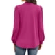 thumbnail image 4 of Camisas de Larga para Mujer, Blusas de Cuello Alto con Pliegues Delanteros, Ropa Informal Elegante para Otoño. Rosa Roja L, 4 of 5