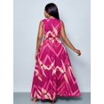 thumbnail image 2 of Hot Pink Plus Size Sleeveless Floral Wrap Maxi Dress With Elasticated Waist For Summer Vacations And Everyday Wear, 2 of 8