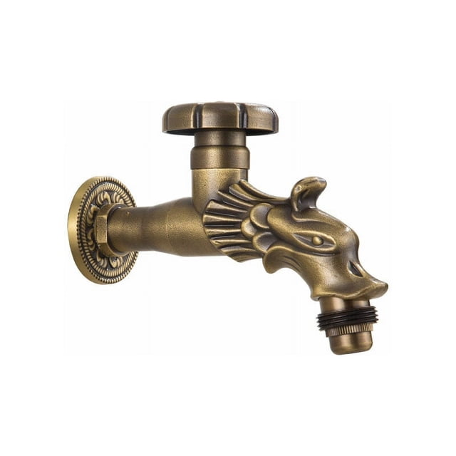 Grifo de jardín de estilo renacentista antiguo, grifo de gárgola de latón de 1/2 "para diseño de cabeza de Drago de fuente (18x11,5 cm)