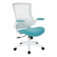 thumbnail image 1 of Pemberly Row White Screen Back Manager's Chair in White Turquoise Fabric, 1 of 7