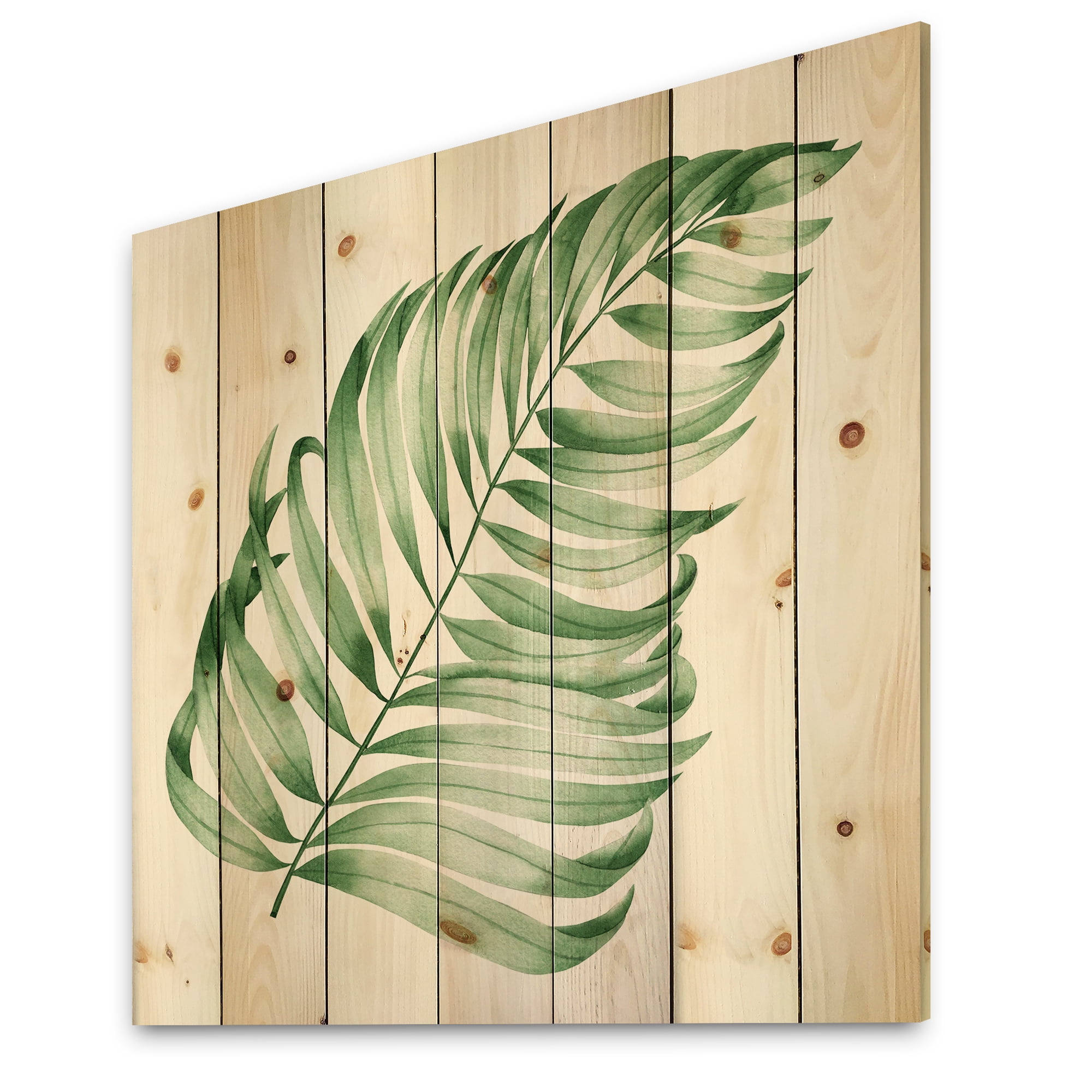 Designart 'Close Up Of Tropical Leaf Of Monstera II' Farmhouse Print on Natural Pine Wood