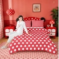 thumbnail image 5 of jejeloiu Modern Dot Bedding Comforter Set,Abstract Geometric Geometric Twin Comforter Sets,Red White Bedding Set,Breathable Bedroom Decor Reversible,2pcs, 5 of 10