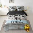 thumbnail image 2 of Happy Camping Theme Bedding Queen Size 7 Pieces Cute Camper Car Comforter Set, Chic Sunflower Floral Bedding Comforter Sets Blue Grey Wooden Stripe Bed in a Bag, Rustic Lodge Cabin Bedding Accessories, 2 of 4