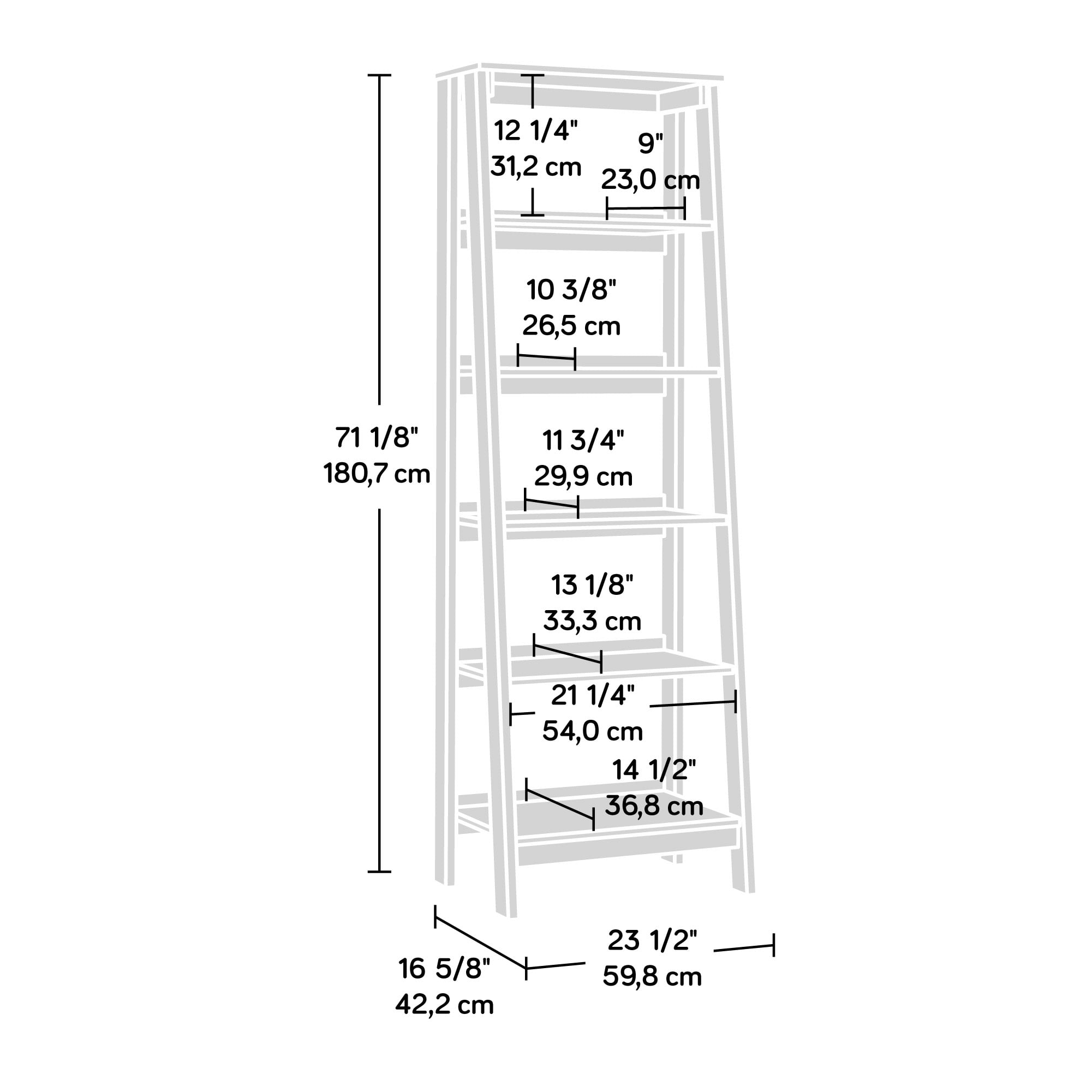 Sauder Trestle 5-Shelf Open Display Bookcase, Mystic Oak Finish