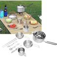 thumbnail image 2 of HUGFEGWE Camping Cookware Set Stainless Steel Lightweight Pots and Pans Kit for Outdoor Picnic Cooking CJB91-51494, 2 of 9
