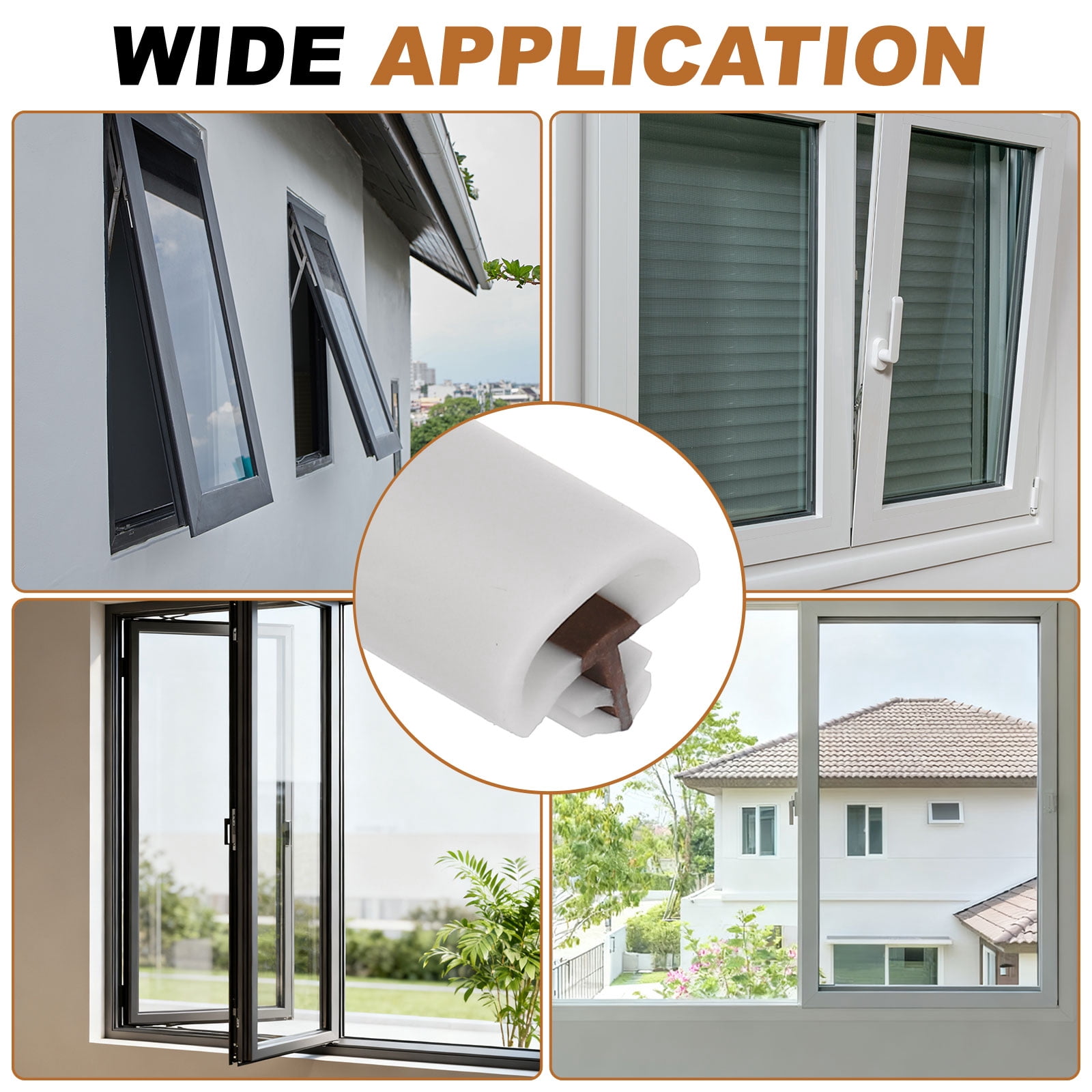 Uxcell Kerf Weather Stripping Seal Strip, 16.4ft x 3/8" - 2 Pack Kerf Noise Reduction Rubber Flange Window Weatherstrip Seal for Door Frame Windows Card Slot, White