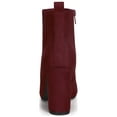 thumbnail image 2 of BLISSFUL STEP Women's Zipper Block Heels Ankle Boots Burgundy 8, 2 of 7