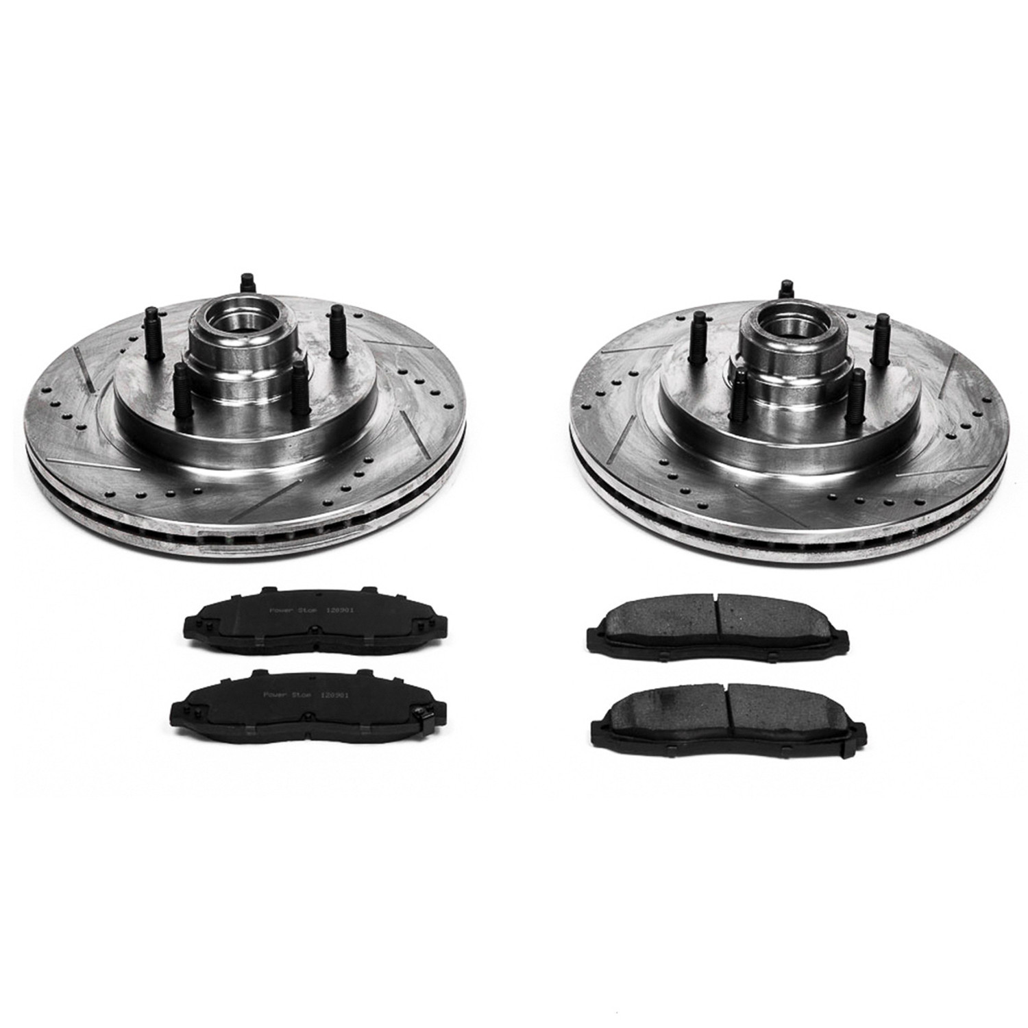 PowerStop Front Z23 Evolution Sport Carbon-Fiber Ceramic Brake Pad and Drilled & Slotted Rotor Kit Fits: FORD Select Models K1865