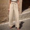 thumbnail image 2 of JJHGVB Palazzo Pants Wide Leg Pants Woman Women's Fashion Clothes For Every Occasion Cotton Linen Cardigan Summer Chic Womens Casual Pants Women'S Pants Beige L, 2 of 9