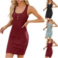 thumbnail image 1 of Gspmoly Robes d'Été pour Femmes 2025, Robe d'Été Unie Sans Manches à Col Rond pour Femmes, Robes de Mariage pour Femmes Économies d'Été Liquidation, 1 of 8