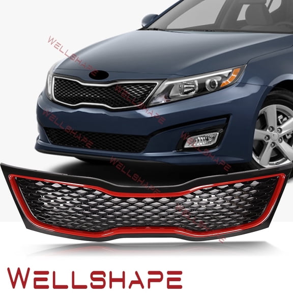 For Kia Optima EX/LX 2014-2015 Front Upper Grille Grll Black With Red Trim
