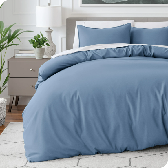 Refurbished Bare Home Luxury Duvet Cover and Sham Set, Ultra-Soft Microfiber, Queen, Coronet Blue, 3-Pieces