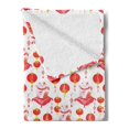 thumbnail image 2 of Japanese Cat Soft Flannel Fleece Throw Blanket, Maneki Neko Cultural Items Paper Lanterns, Cozy Plush for Indoor and Outdoor Use, 50" x 70", Dark Coral Yellow, by Ambesonne, 2 of 5