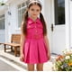 thumbnail image 4 of Vestido vaquero de verano, dulce e informal, sin mangas, para niñas y bebés, con cinturón. Conjunto para niña., 4 of 9
