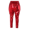 thumbnail image 2 of YONGHS Kids Girls Shiny Metallic Hip Hop Street Dance Harem Pants Trouser Red 11-12, 2 of 6