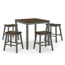 Furniture of America Popla Wood 5pc Counter Dining Set, Light Gray