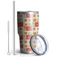 thumbnail image 2 of 30oz Pioneer Flower Floral Print Pattern Tumbler, Double Wall Vacuum Insulated Cup, BPA-Free Leak Proof Lid & Reusable Straws, Hot 12h, Cold 34h, 2 of 6