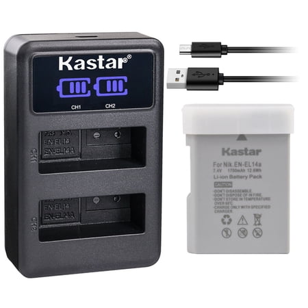 Kastar 1-Pack EN-EL14A Battery and LED2 USB Charger Compatible with Nikon Coolpix P7000 Camera  Coolpix P7100 Camera  Coolpix P7700 Camera  Coolpix P7800 Camera