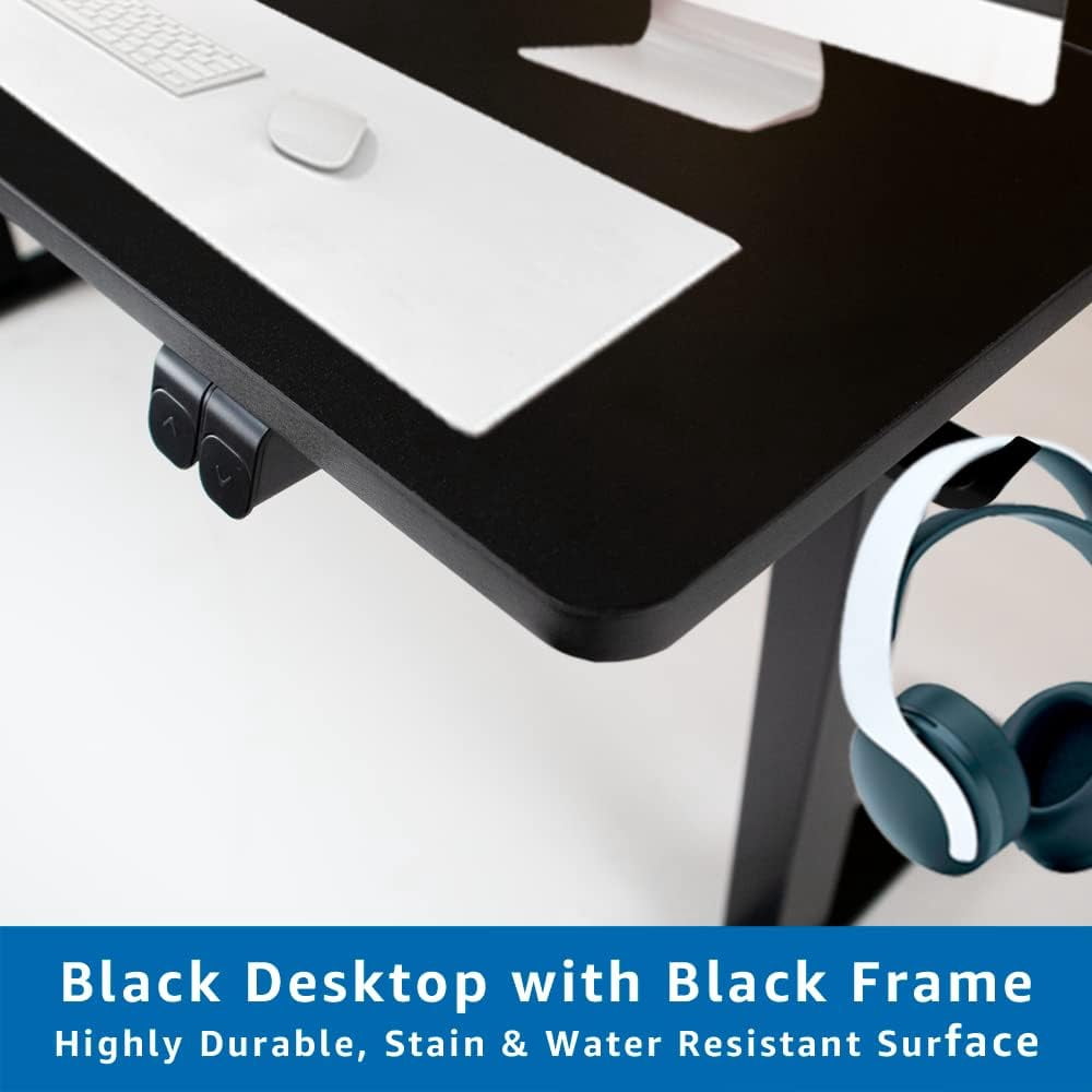 CRXX Height Adjustable Electric Standing Desk - Upgraded Ultra Durable Home Office Large Rectangular Computer or Laptop Sit Stand Workstation Table（4 FT，Black）