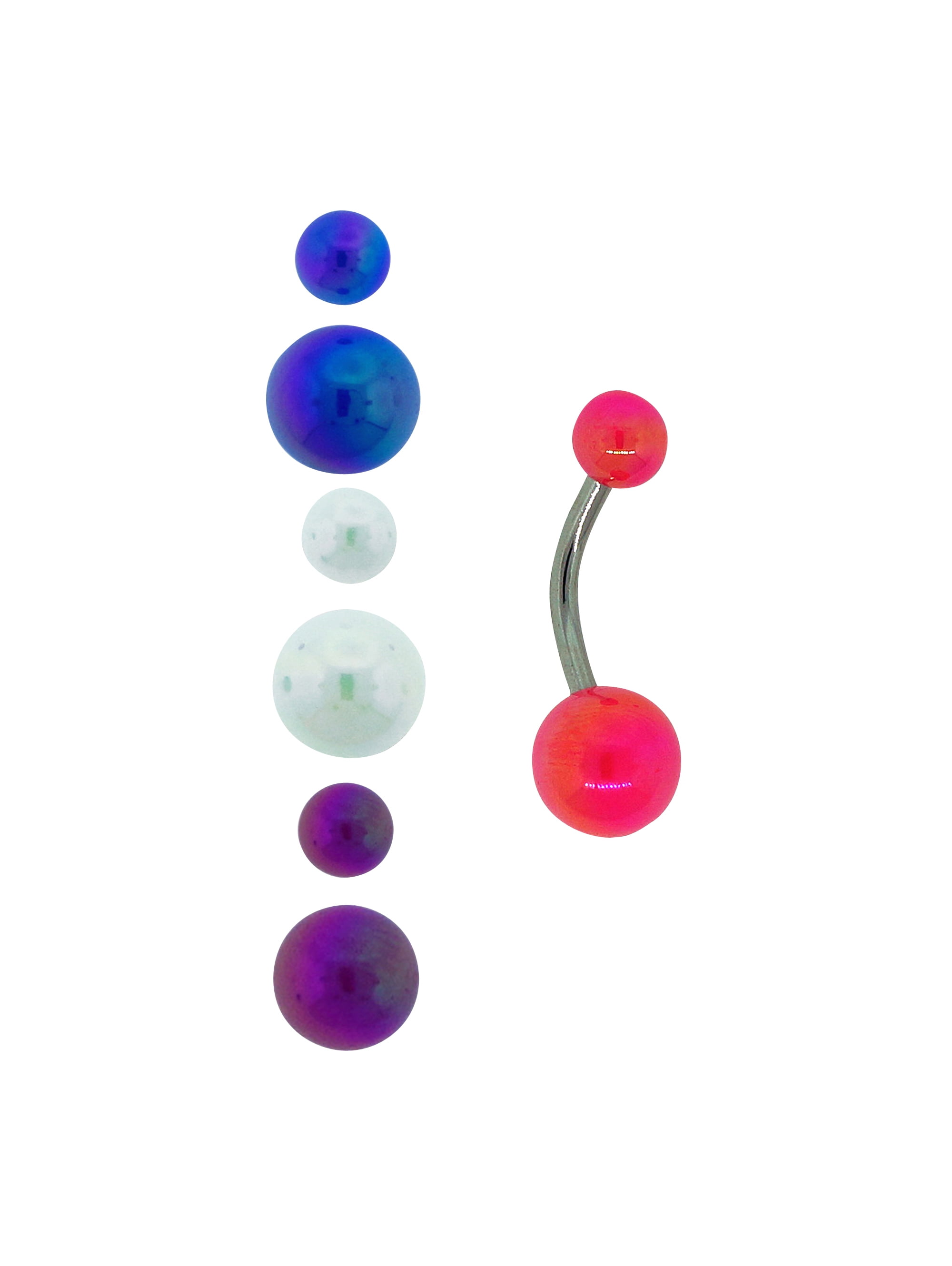 Body Jewelry BODY JEWELRY Surgical Grade Aurora Banana Belly Rings with 4Bead Set Walmart