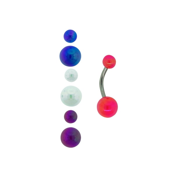 Body Jewelry BODY JEWELRY Surgical Grade Aurora Banana Belly Rings with 4Bead Set Walmart
