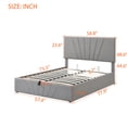 thumbnail image 3 of Bed Frame Full Size, Upholstered Platform Bed with Linen Fabric Backrest, Lift Up Storage Bed with 24 Reinforced Slats, No Box Spring Required, Gray, 3 of 9