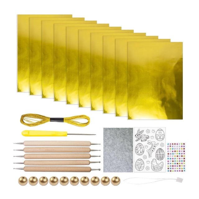 Kit de arte con láminas en relieve, materiales de lámina de doble cara, proyecto de arte, manualidades de metal Oro
