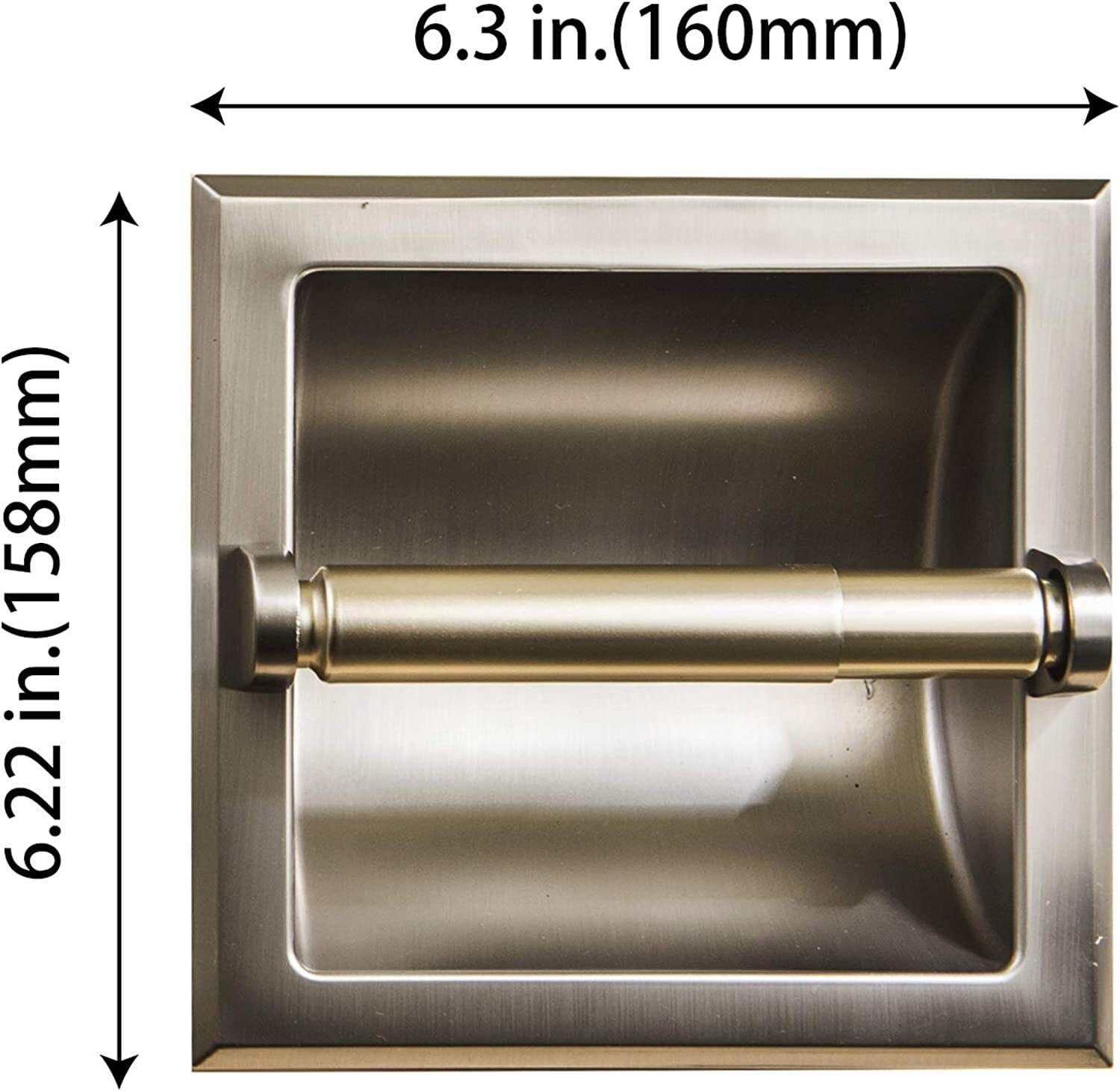 Recessed Toilet Paper Holder Wall Mounted Heavy Duty Metal Toilet Paper Roll