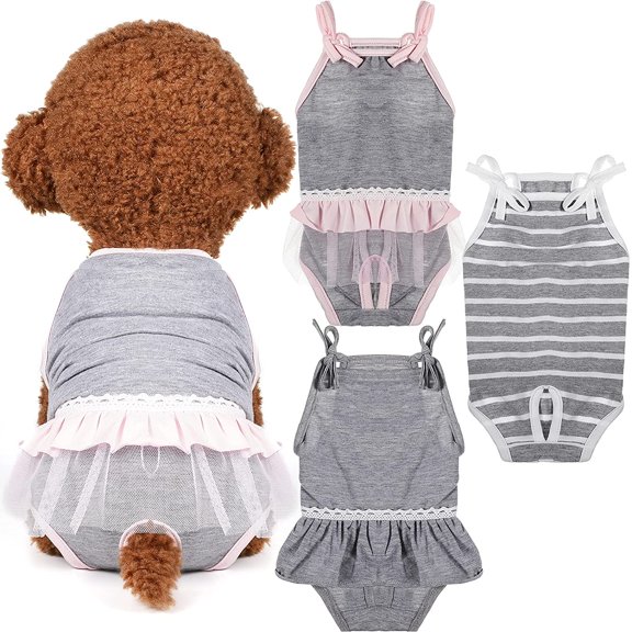 Reusable Dog Diapers Female Dog Period Diapers Washable Puppy Sanitary Panties with Adjustable Suspender Pet Underwear Jumpsuits for Female Doggy Doggie Puppy