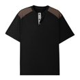 thumbnail image 4 of LTTVQM Mens Henley Shirts Waffle Button Short Sleeve Tops Lightweight Breathable Slim Fit Workout Fitness Athletic T-Shirt Black M, 4 of 5