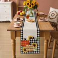 thumbnail image 2 of Thanksgiving Fall Table Runner 36 Inches Long Farmhouse Dress Scarves, Retro Orange Black Plaid Pumpkin Floral Dining Tablerunner for Coffee Table/Kitchen Island/Party Décor, Small 13" x 36", 2 of 8