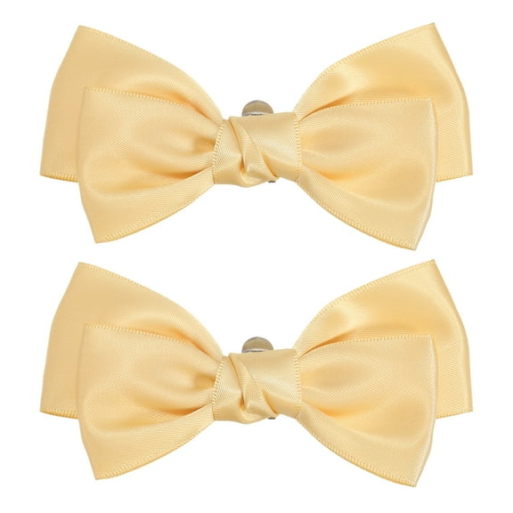 Uxcell Women Bow Shoe Clips, 2 Pcs Satin Elegant Detachable Bowknot Shoe Clips, Cute Embellishment Shoe Buckle Yellow