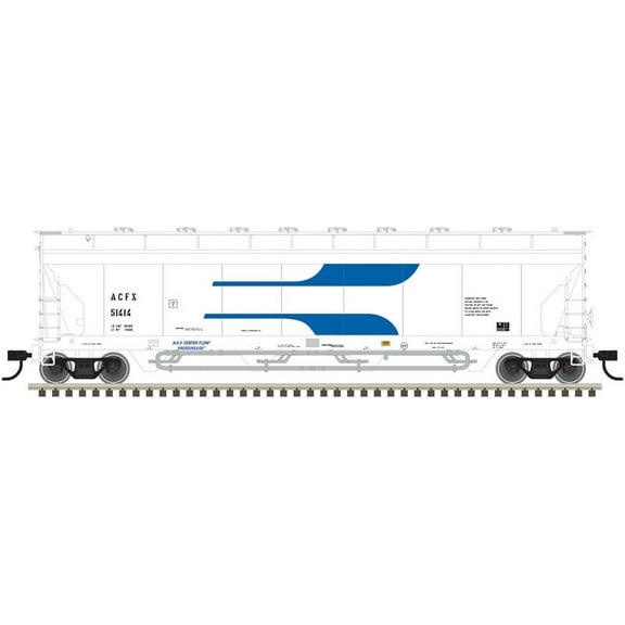 Atlas HO Scale Pressureaide Centerflow Hopper ACFX #51417 (White/Blue/Venturi)