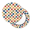 thumbnail image 2 of Balery Floral Checkerboard Fundas de asiento para taburete de bar redondo de tela de terciopelo ajustables que protegen de arañazos y manchas para sillas de 14 a 17 pulgadas.-12 inch, 2 of 7