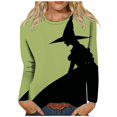 thumbnail image 2 of Jsaierl Halloween Shirts Women Funny Pumpkin Ghost Print Tees Stretch Crewneck T-shirt Long Sleeve Dressy Casual Blouse Tops Halloween Costumes, 2 of 5