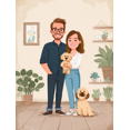 thumbnail image 1 of Couple and Dog Portrait Canvas Wall Art 15.75x11.81 Inches, 1 of 8