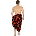 thumbnail image 3 of LA LEELA Men's Pareo Halloween Costumes Spooky Pumpkin Party Swim Trunks Swimwear Cover Up Beach Wrap Summer Sarong for Men One Size Orange Ghost, Black, 3 of 5