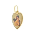 thumbnail image 3 of 14k Yellow Gold, Rafael the Healing Angel Pendant Colorful Enamel Overlay Heart Medal 19mm with 16" Dainty Neck Chain, 3 of 7